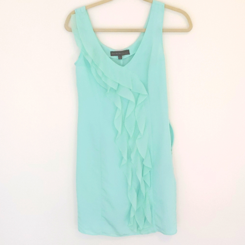 Green Central Park West for Aritzia ruffled dress